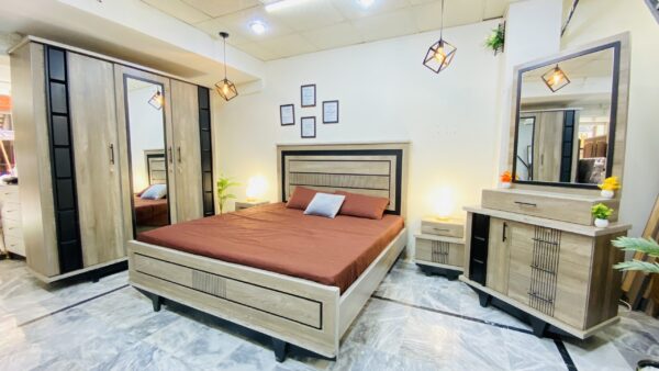 Lamina Bed with 2 Side Tables, Dresser, Wardrobe