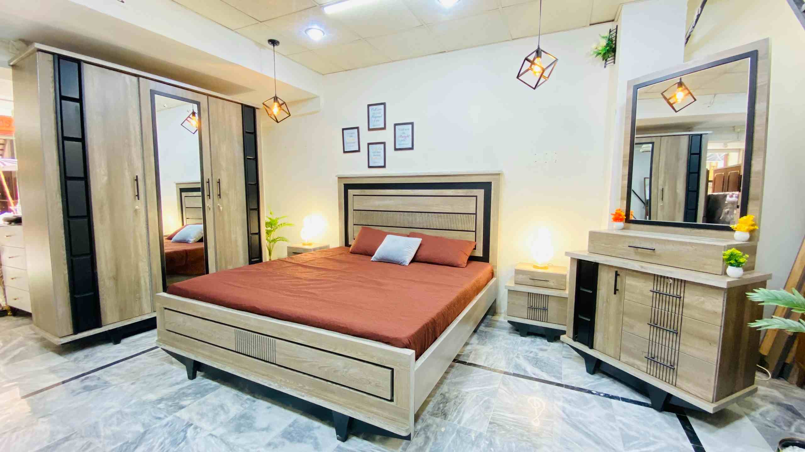 Black&walnet Bed Set